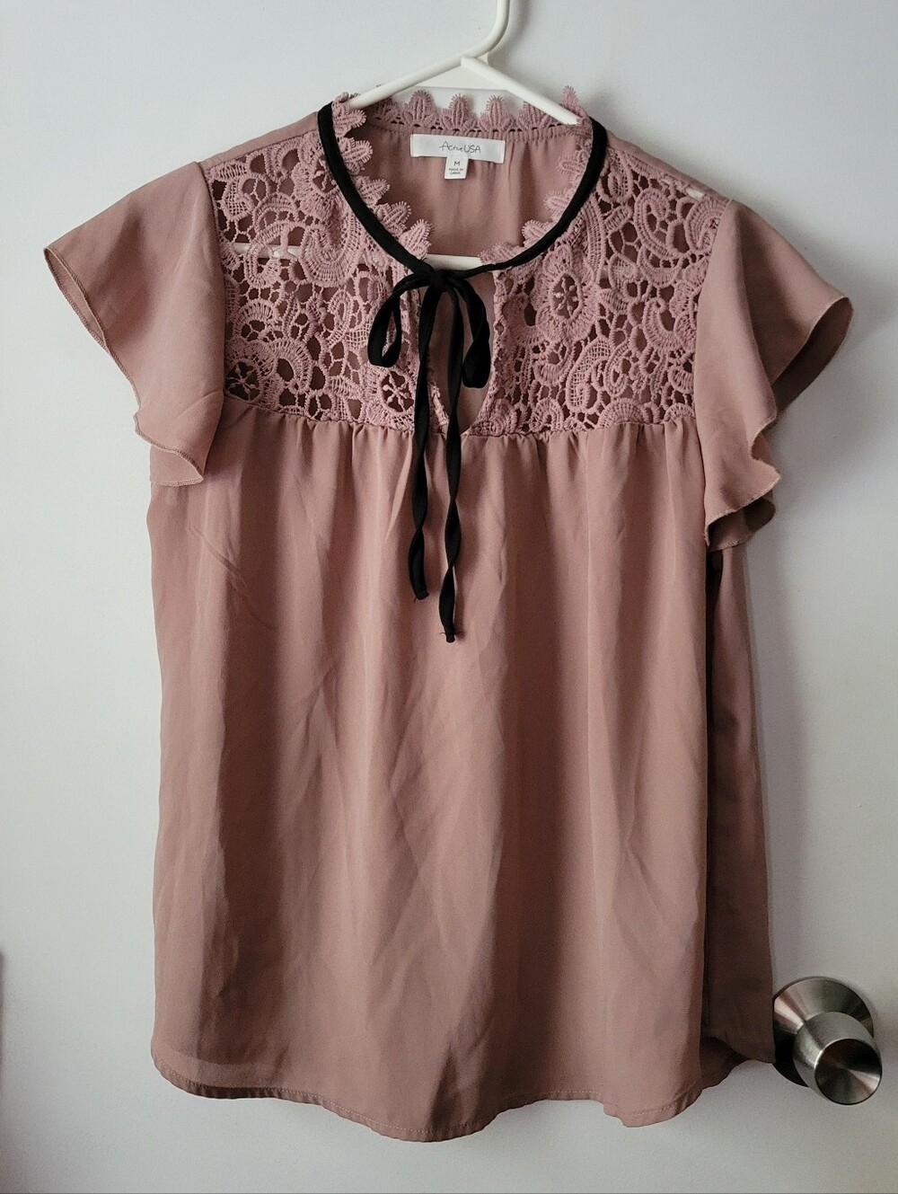 Mauve Flutter Sleeve Blouse